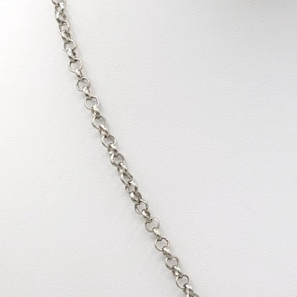 Womens Blue Beads Drop Pendant Silver Tone Round Link Chain Necklace 24 in - Picture 5 of 8